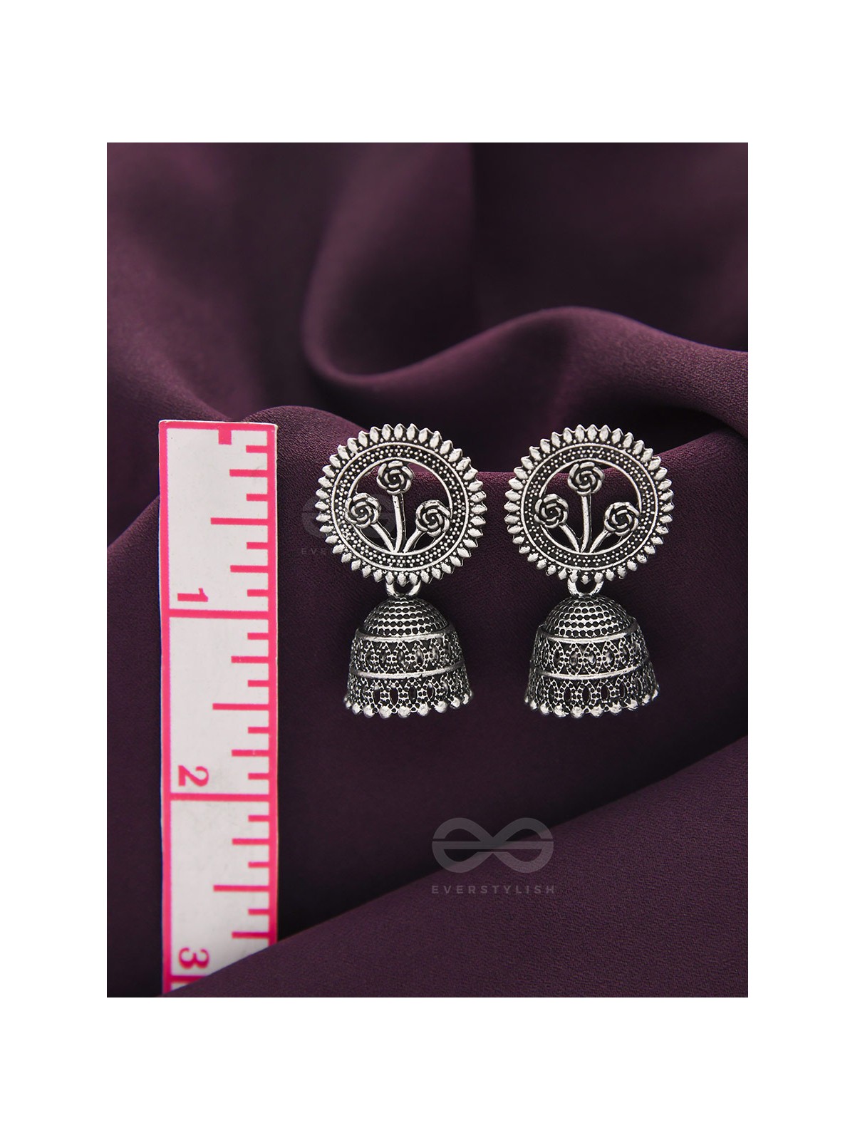 In Full Bloom- Oxidised Jhumka Earrings