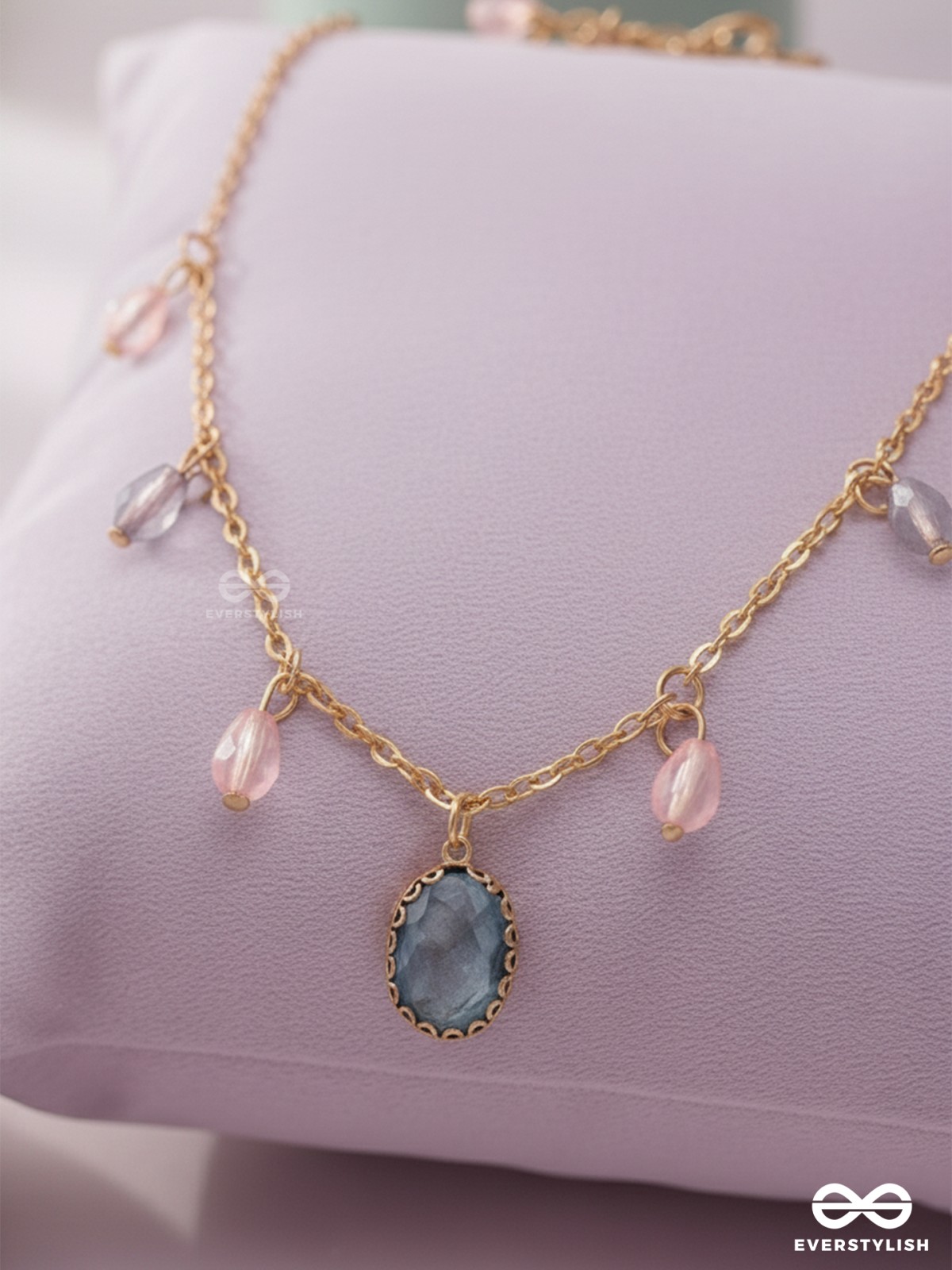 The Crystal Hail- Golden Embellished Necklace With Anti-Tarnish Coating