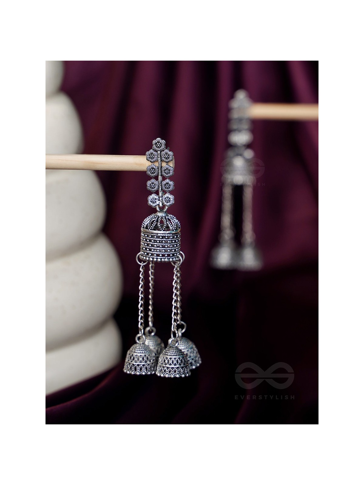 The Temple BellsOxidised Jhumka Earrings