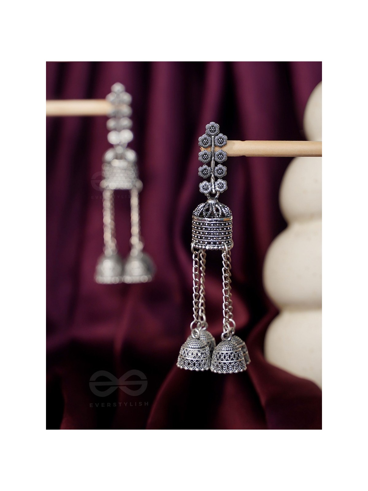 The Temple BellsOxidised Jhumka Earrings