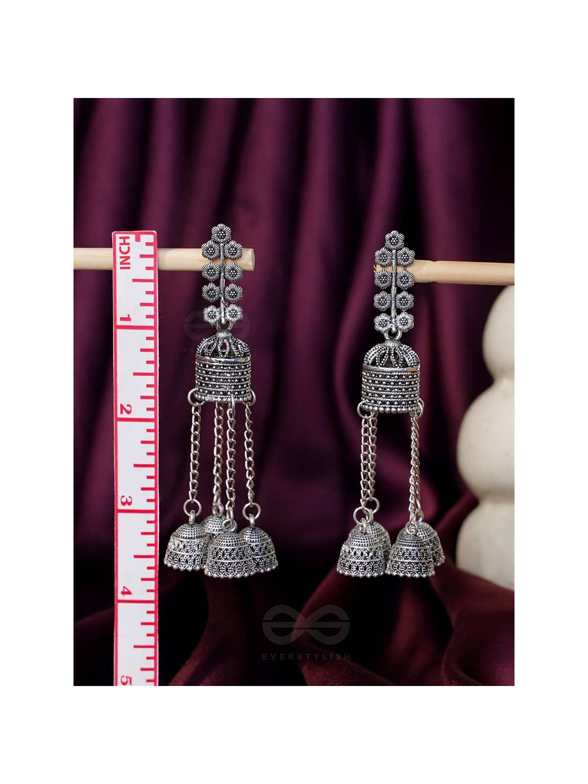 The Temple BellsOxidised Jhumka Earrings