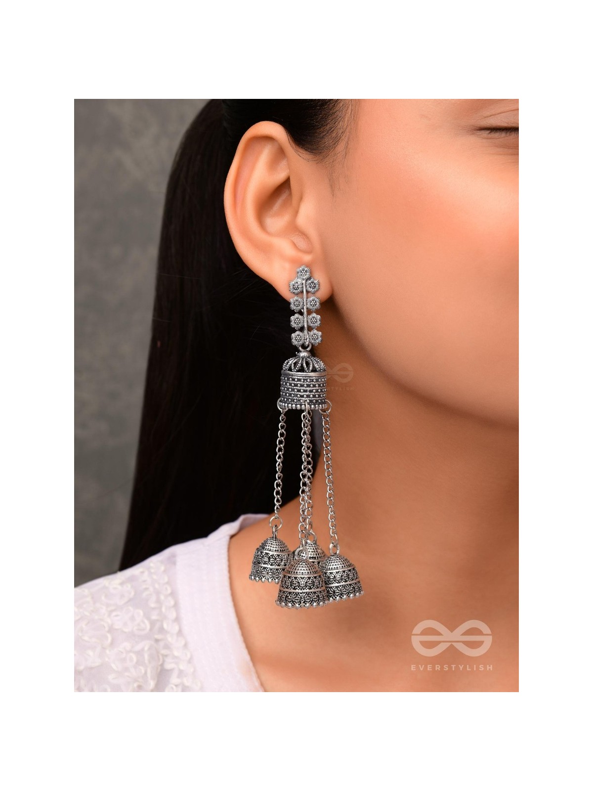 The Temple BellsOxidised Jhumka Earrings