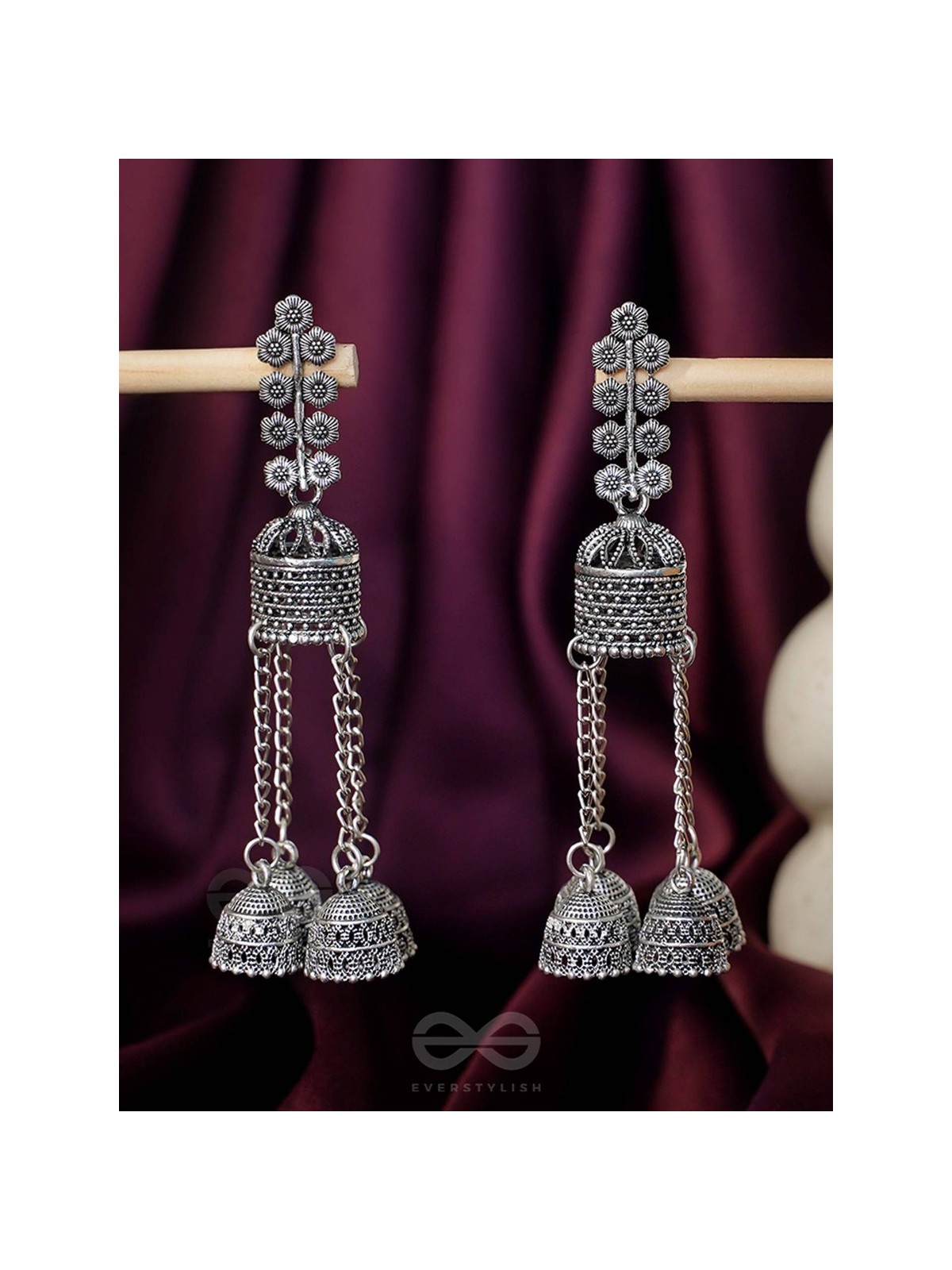 The Temple BellsOxidised Jhumka Earrings