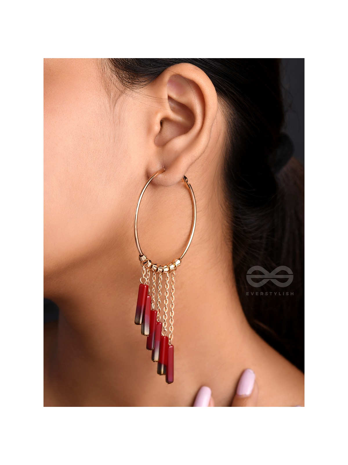 The Waxing Moon- Golden Embellished Earrings