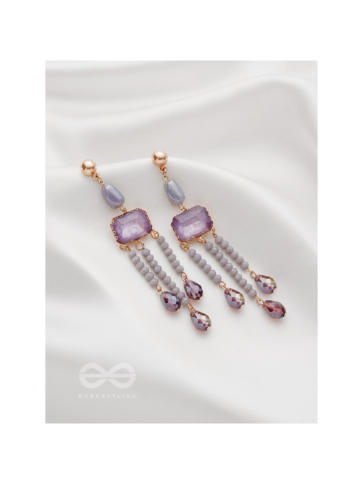 The Wine Drizzle- Golden Embellished Earrings