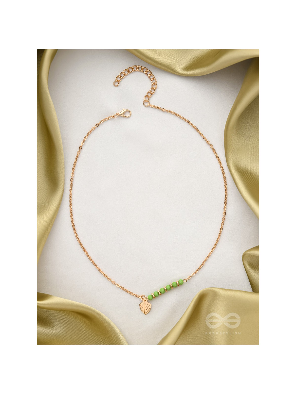 The Fig Leaf- Golden Embellished Necklace With Anti-Tarnish Coating 