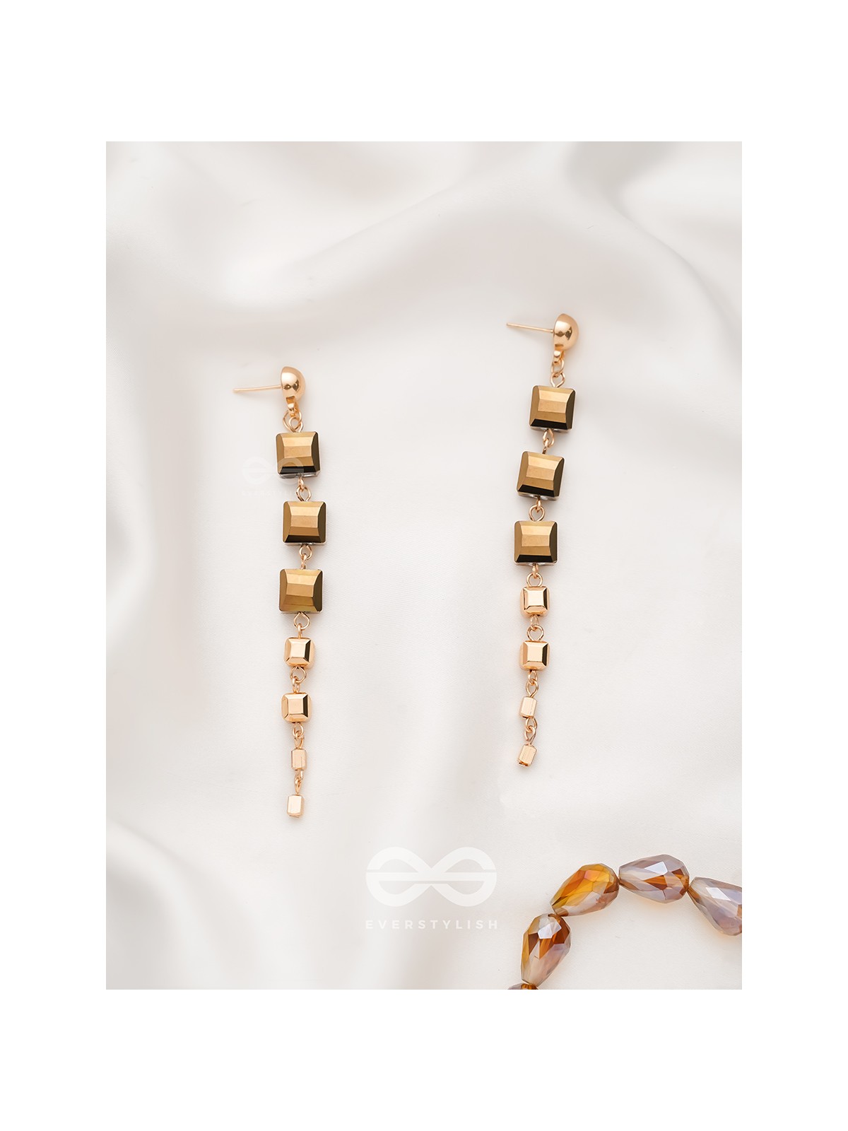 The Party Piece- Golden Embellished Earrings