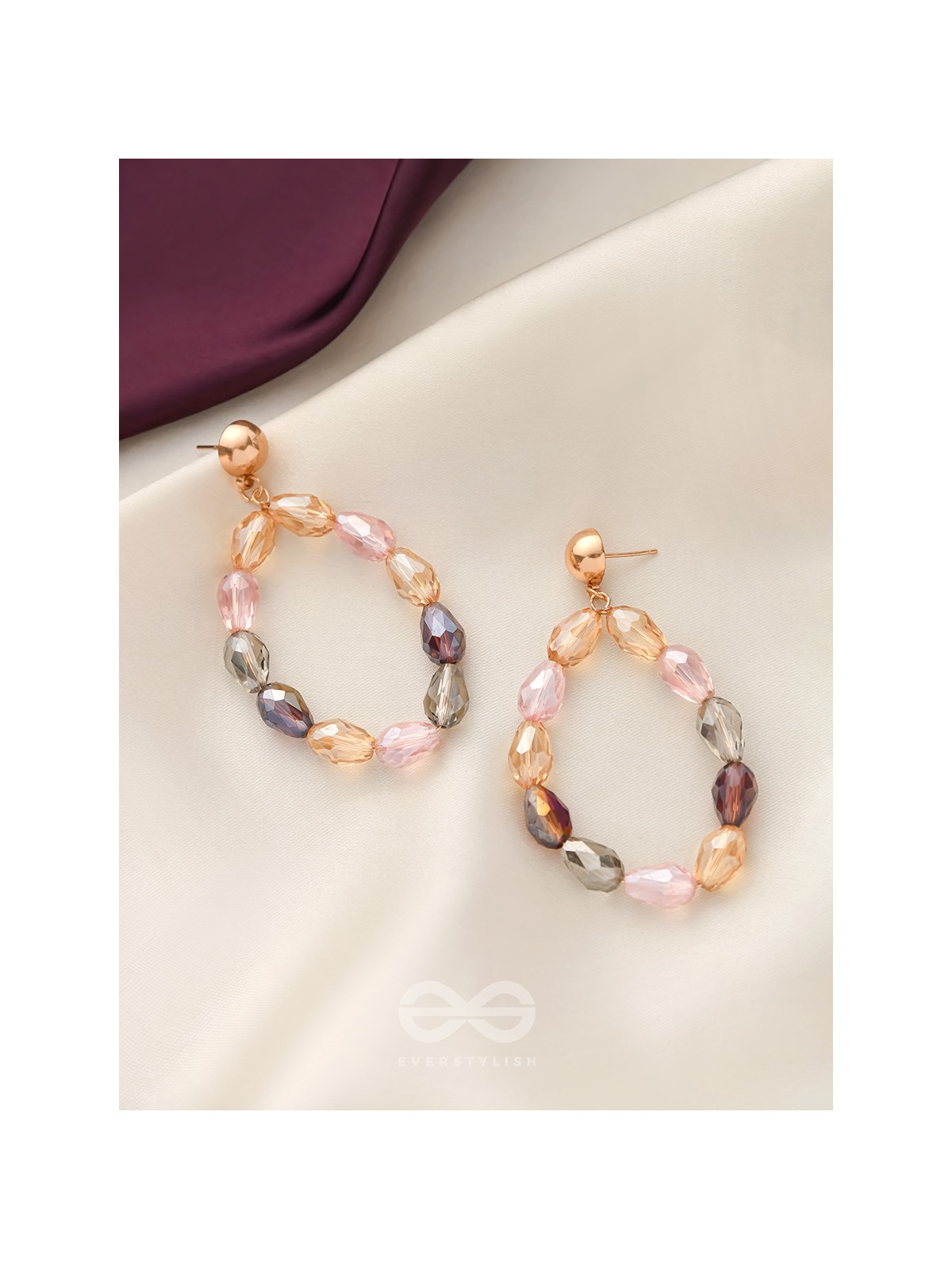 The Glassy Pebbles- Golden Embellished Earrings