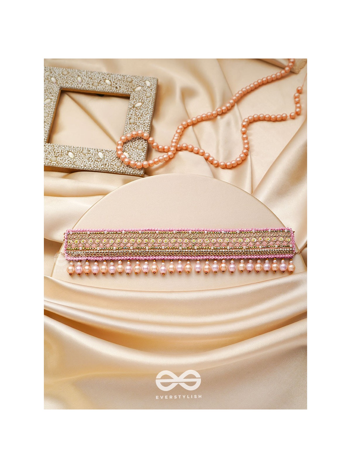 Architam- Beautifuly Decorated- Pearls, Lace and Sequins Embroidered Choker Necklace