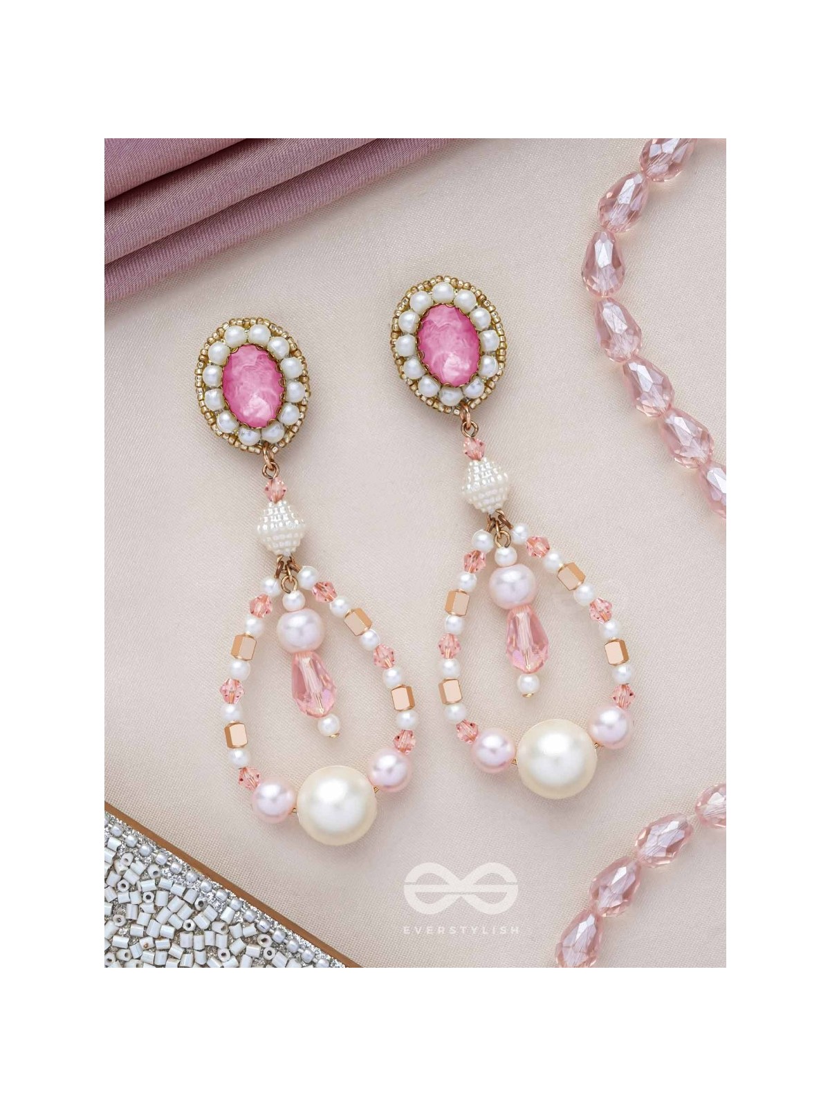 Drapsa- Drops of Rain- Pearls and Stones Embroidered Earrings