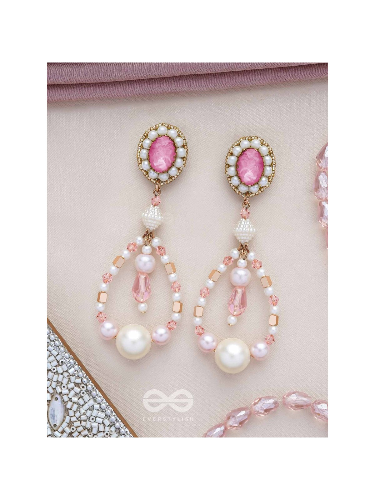 Drapsa- Drops of Rain- Pearls and Stones Embroidered Earrings