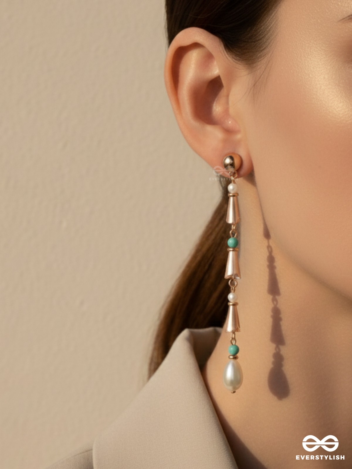 The Drooping Bells- Golden Embellished Earrings