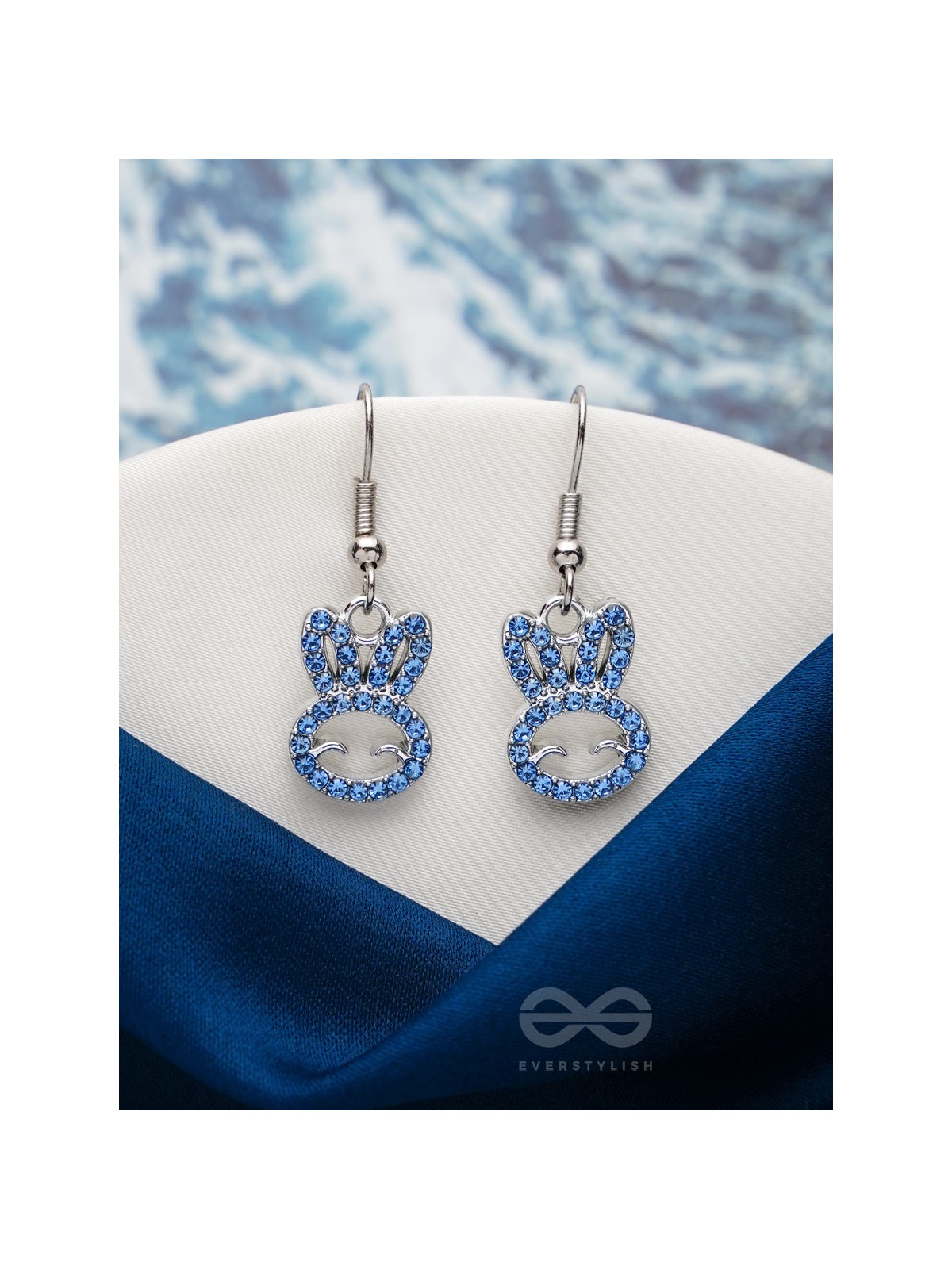 The Blue Bunny- Golden Embellished Earrings