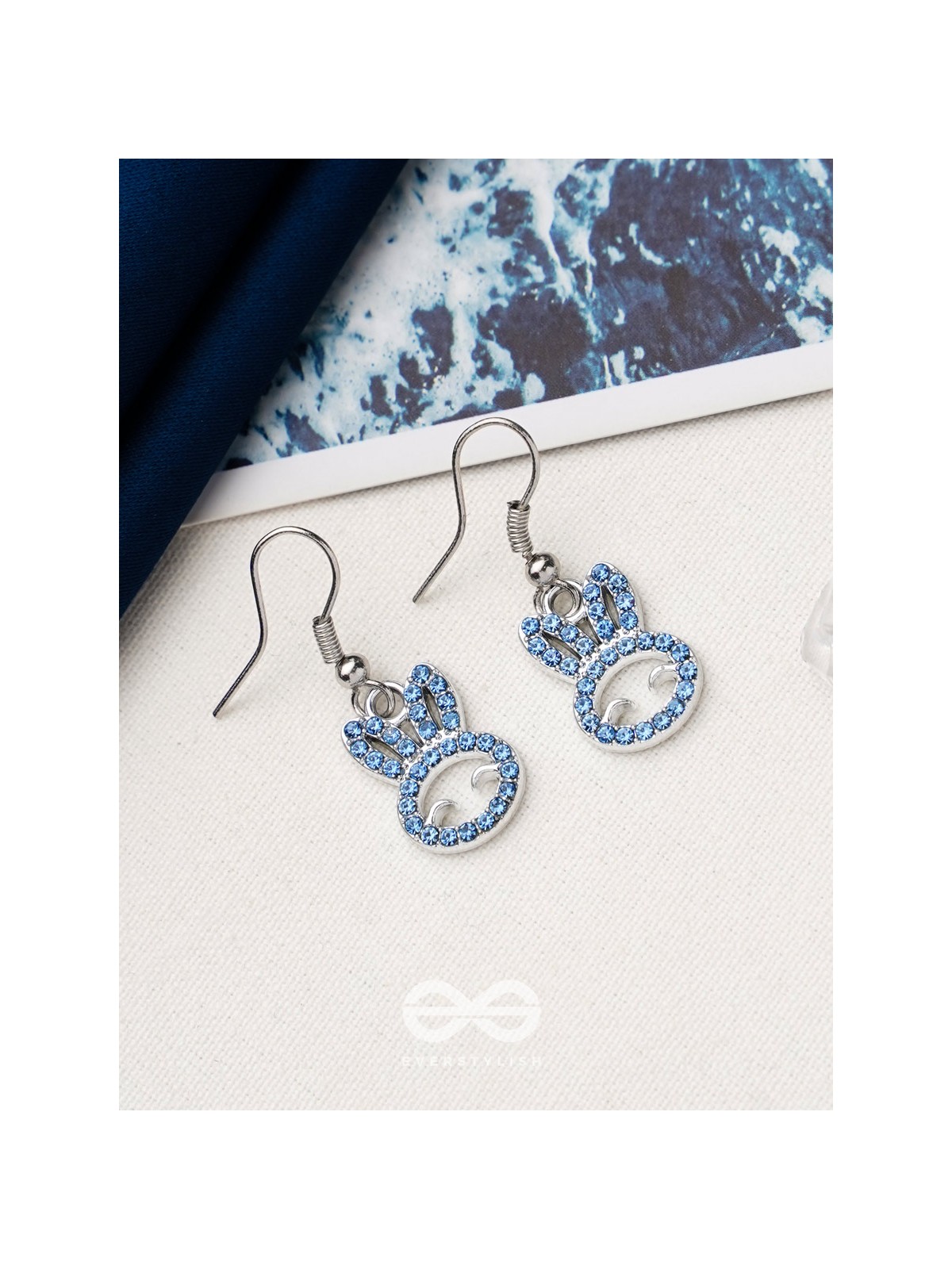 The Blue Bunny- Golden Embellished Earrings