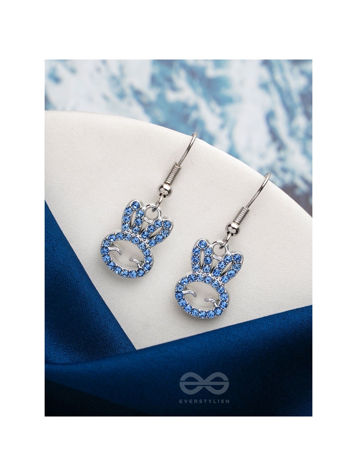 The Blue Bunny- Golden Embellished Earrings