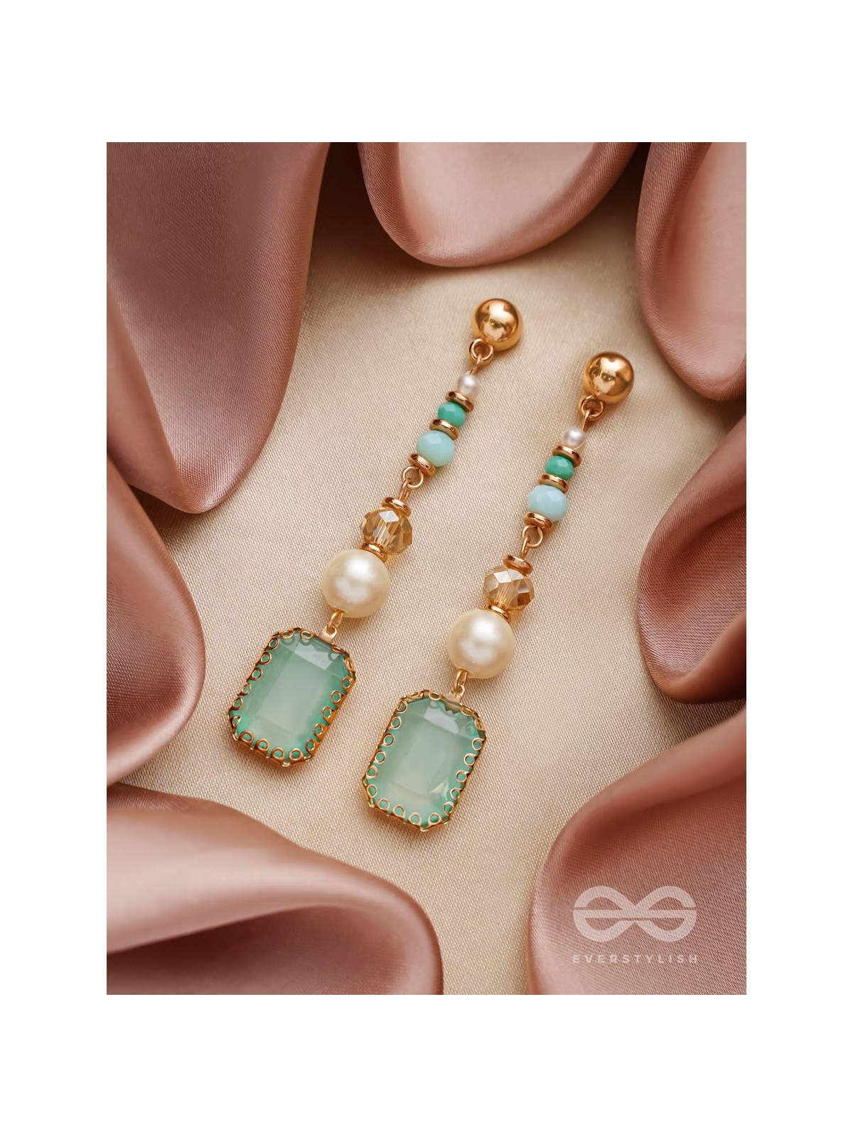 Smoke n Mirrors- Golden Embellished Earrings