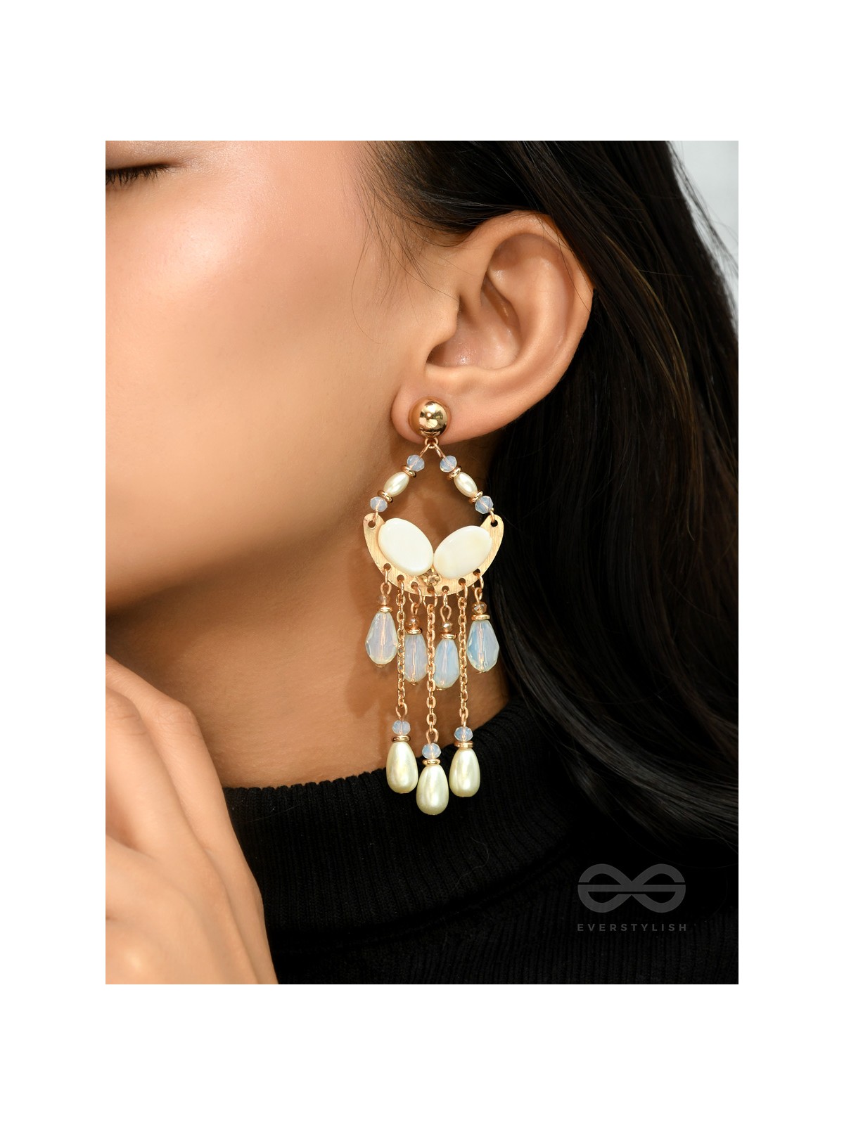 The Moon Crib- Golden Embellished Earrings