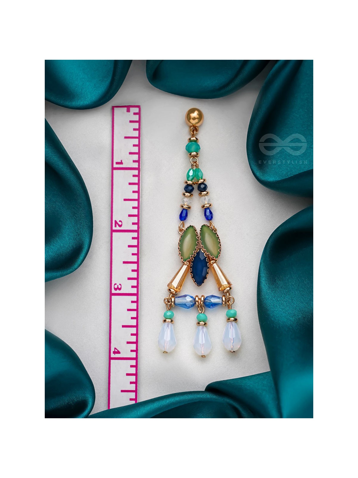 The Blue Lagoon- Golden Embellished Earrings