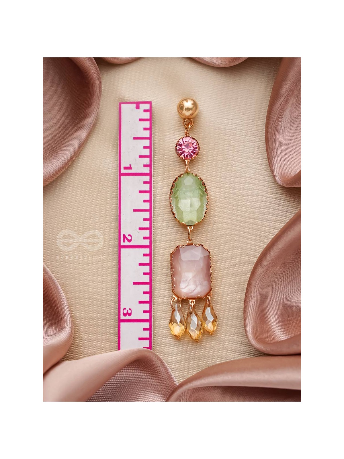 Thrice the Charm- Golden Embellished Earrings