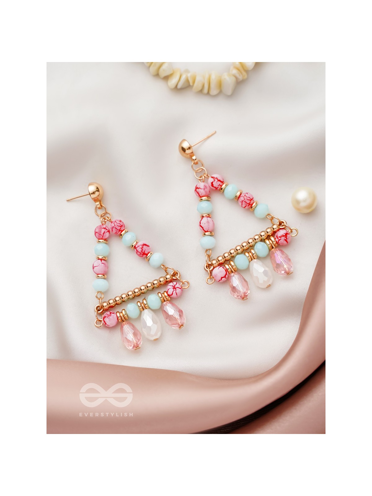 The Wonder Triangle- Golden Embellished Earrings