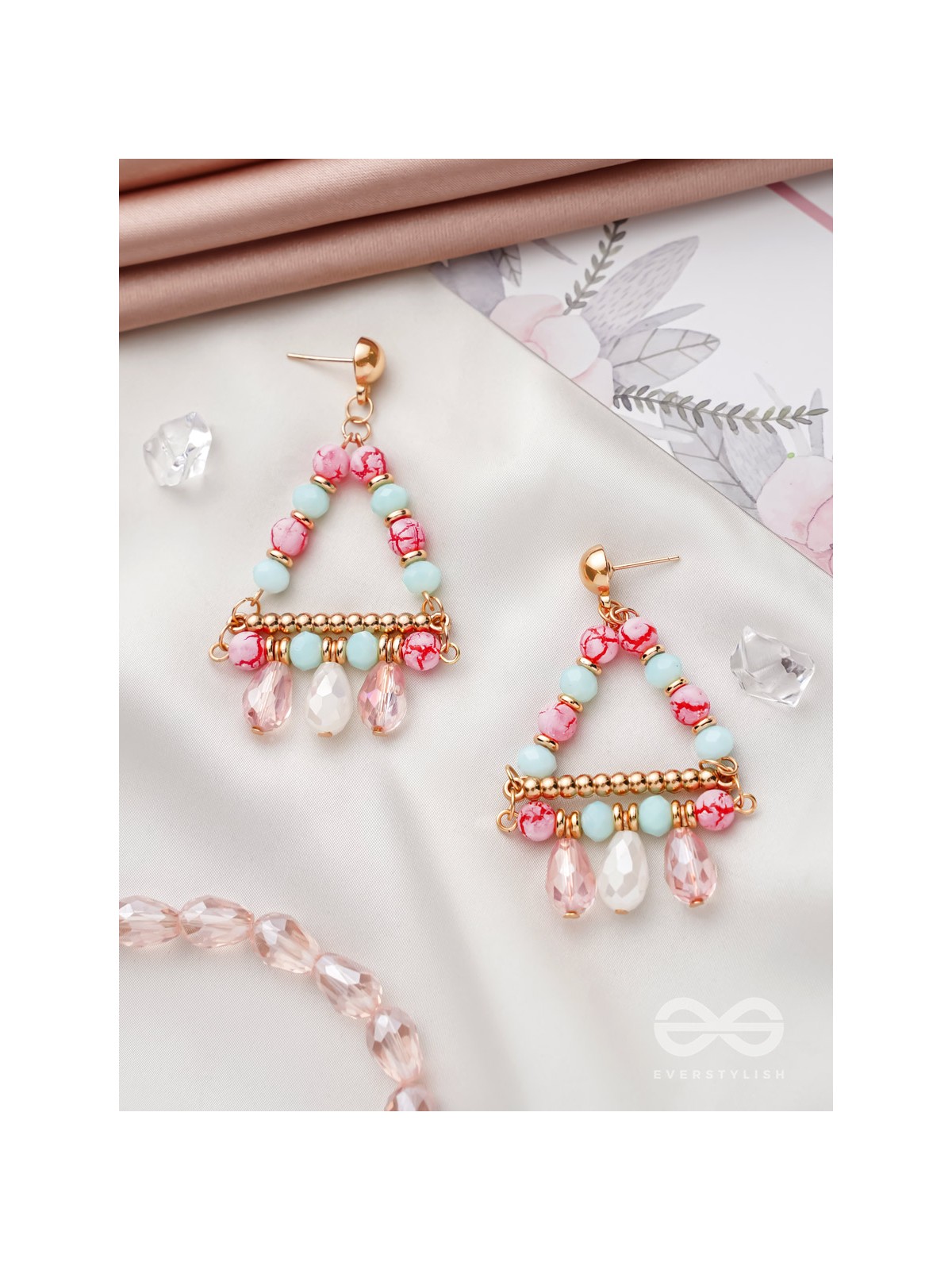 The Wonder Triangle- Golden Embellished Earrings