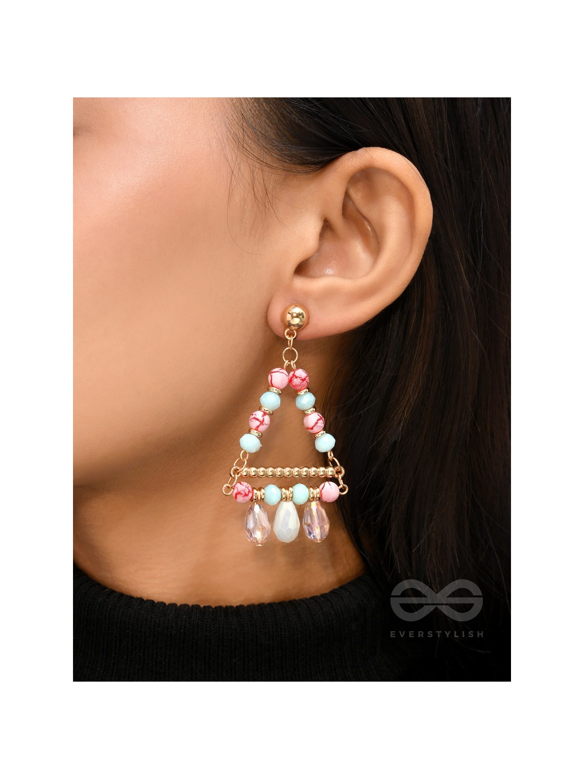 The Wonder Triangle- Golden Embellished Earrings