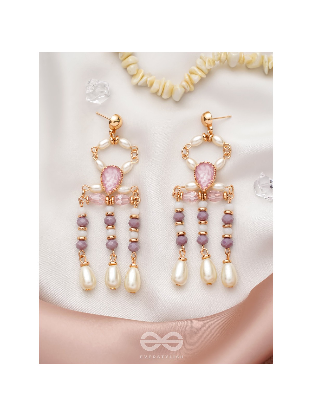 The Flowing Spring- Golden Embellished Earrings