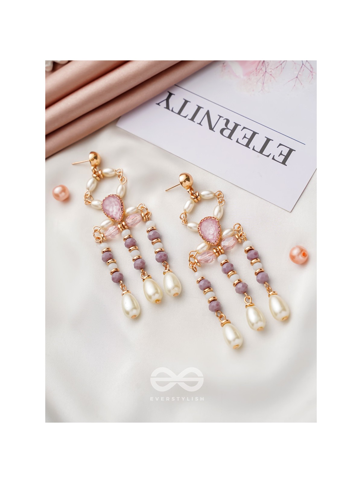 The Flowing Spring- Golden Embellished Earrings