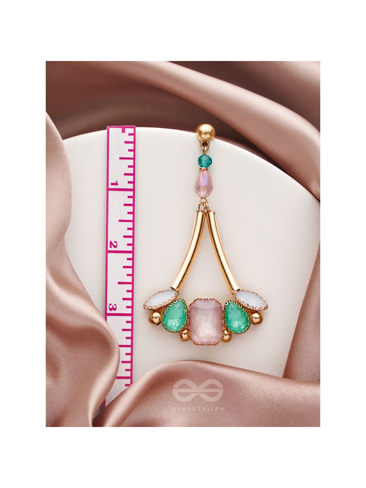 The Drooping Floret- Golden Embellished Earrings