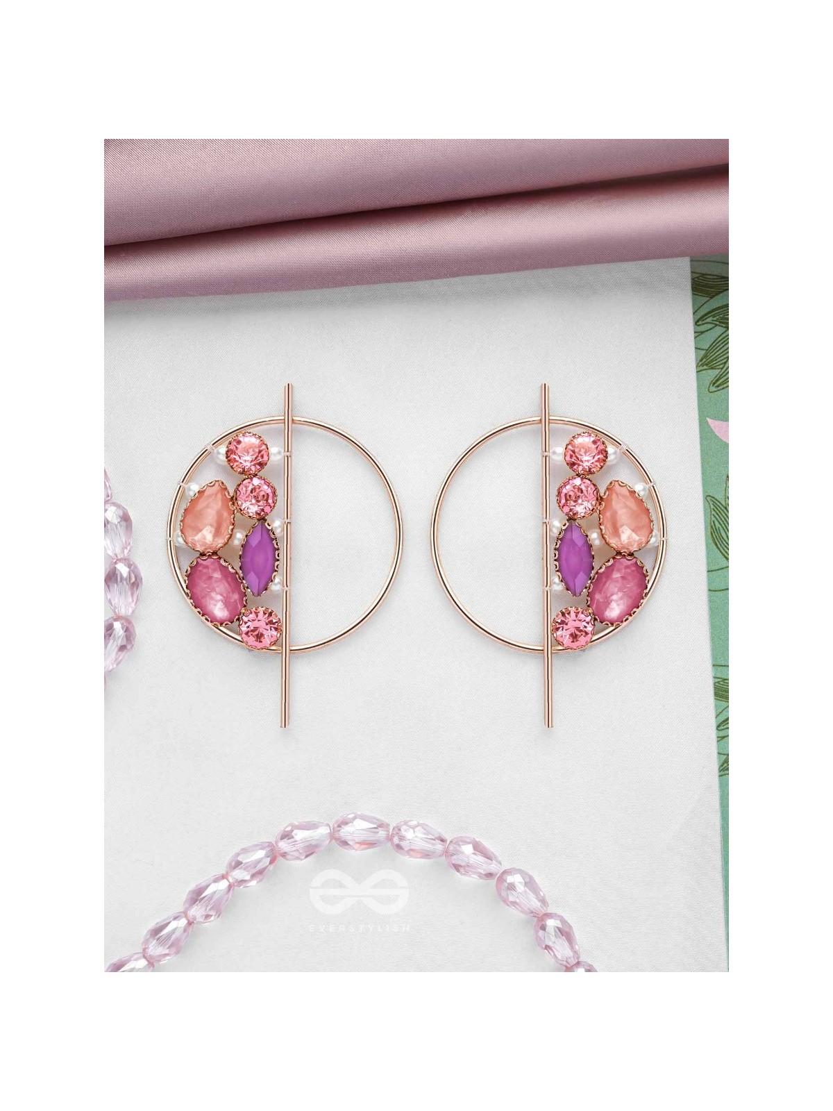 The Half Moon- Golden Embellished Earrings