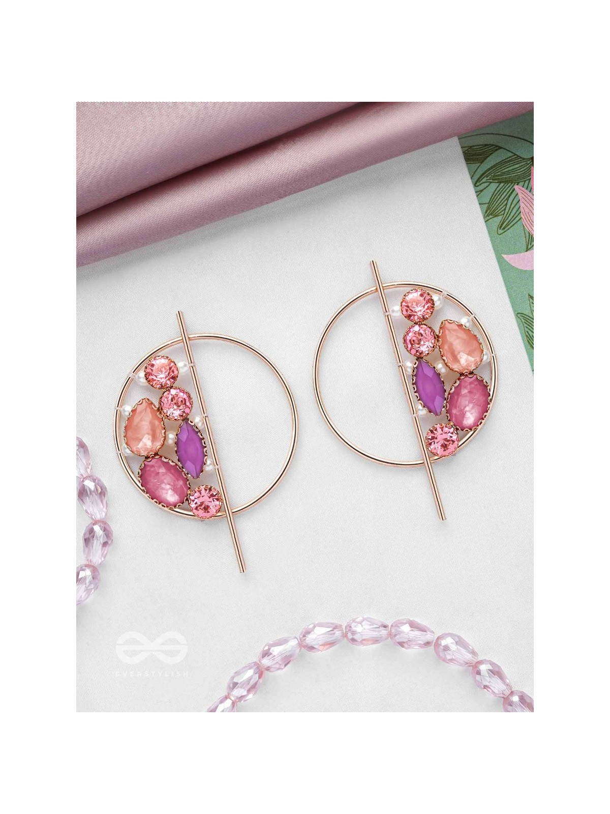 The Half Moon- Golden Embellished Earrings