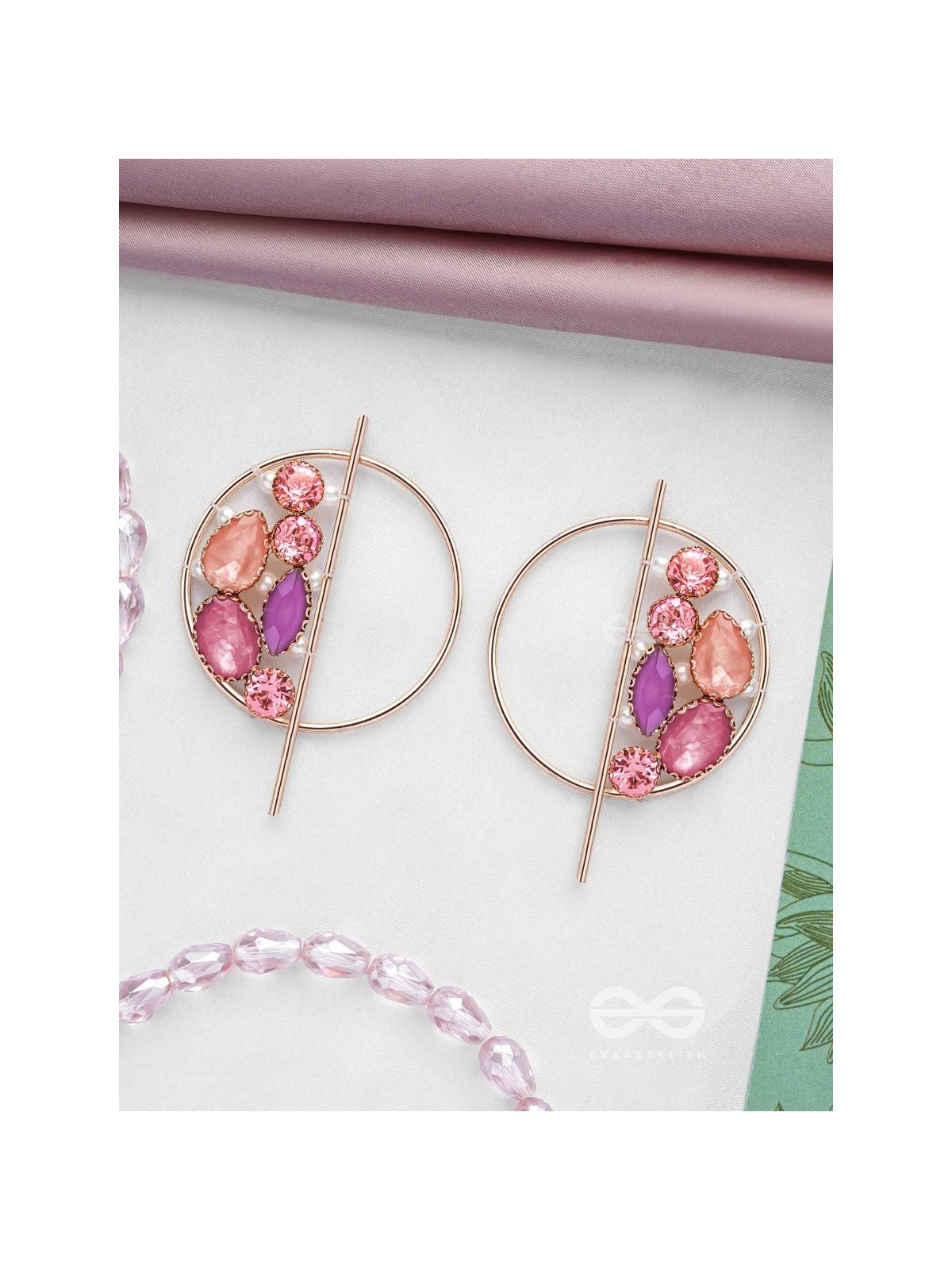 The Half Moon- Golden Embellished Earrings