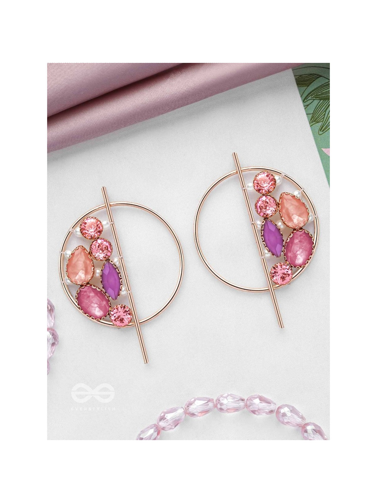 The Half Moon- Golden Embellished Earrings