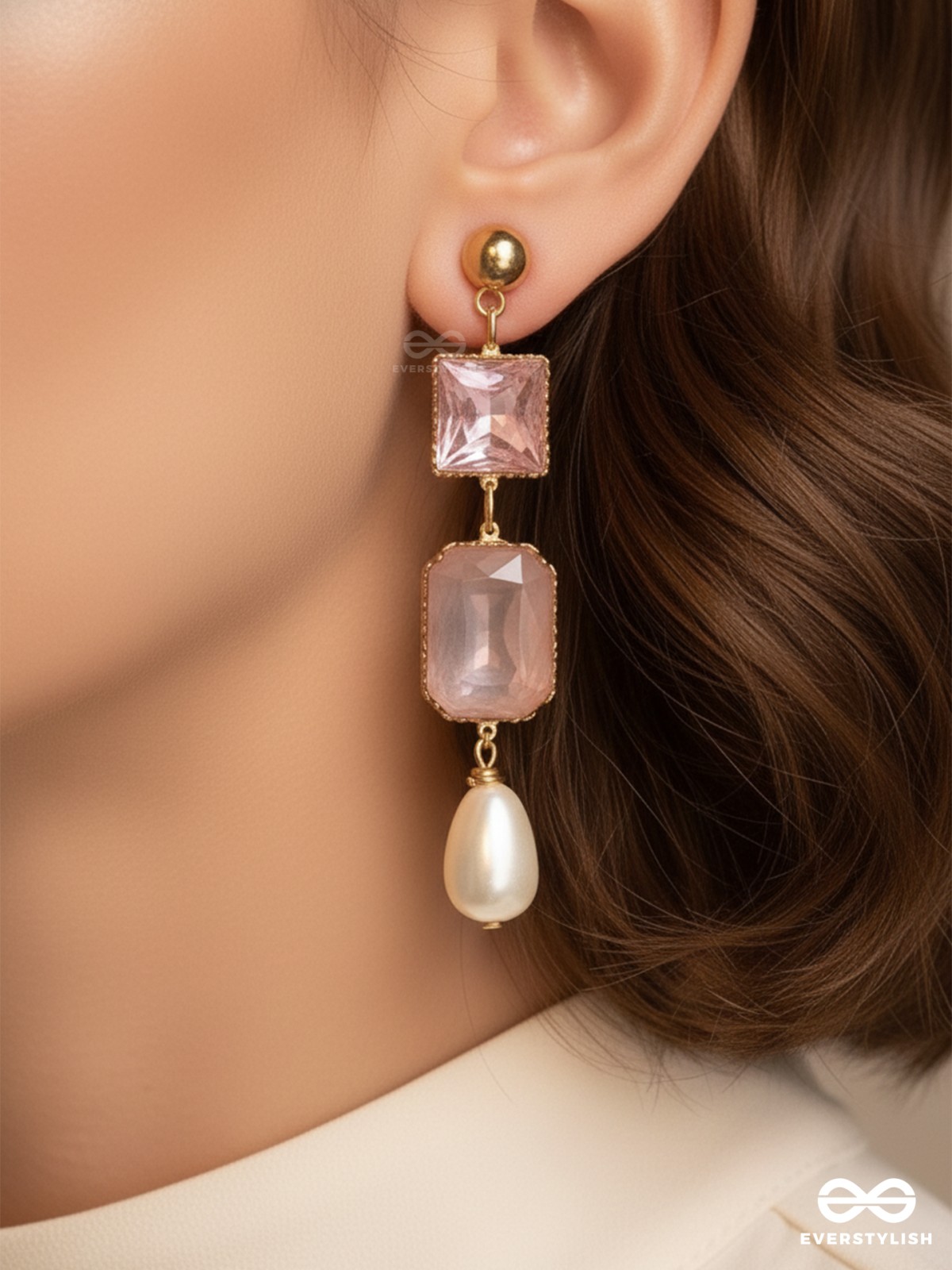 The Lady's Slipper Orchid- Golden Pearl Earrings