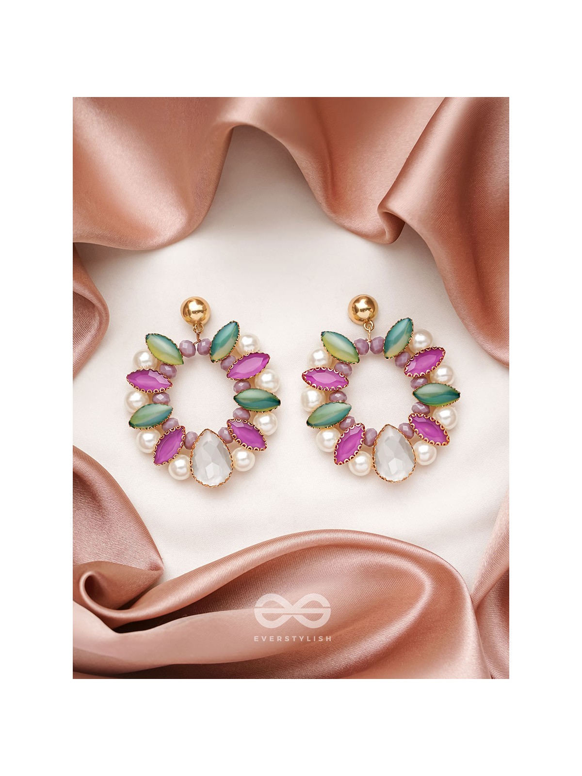 The Lilac Wreath- Golden Embellished Earrings