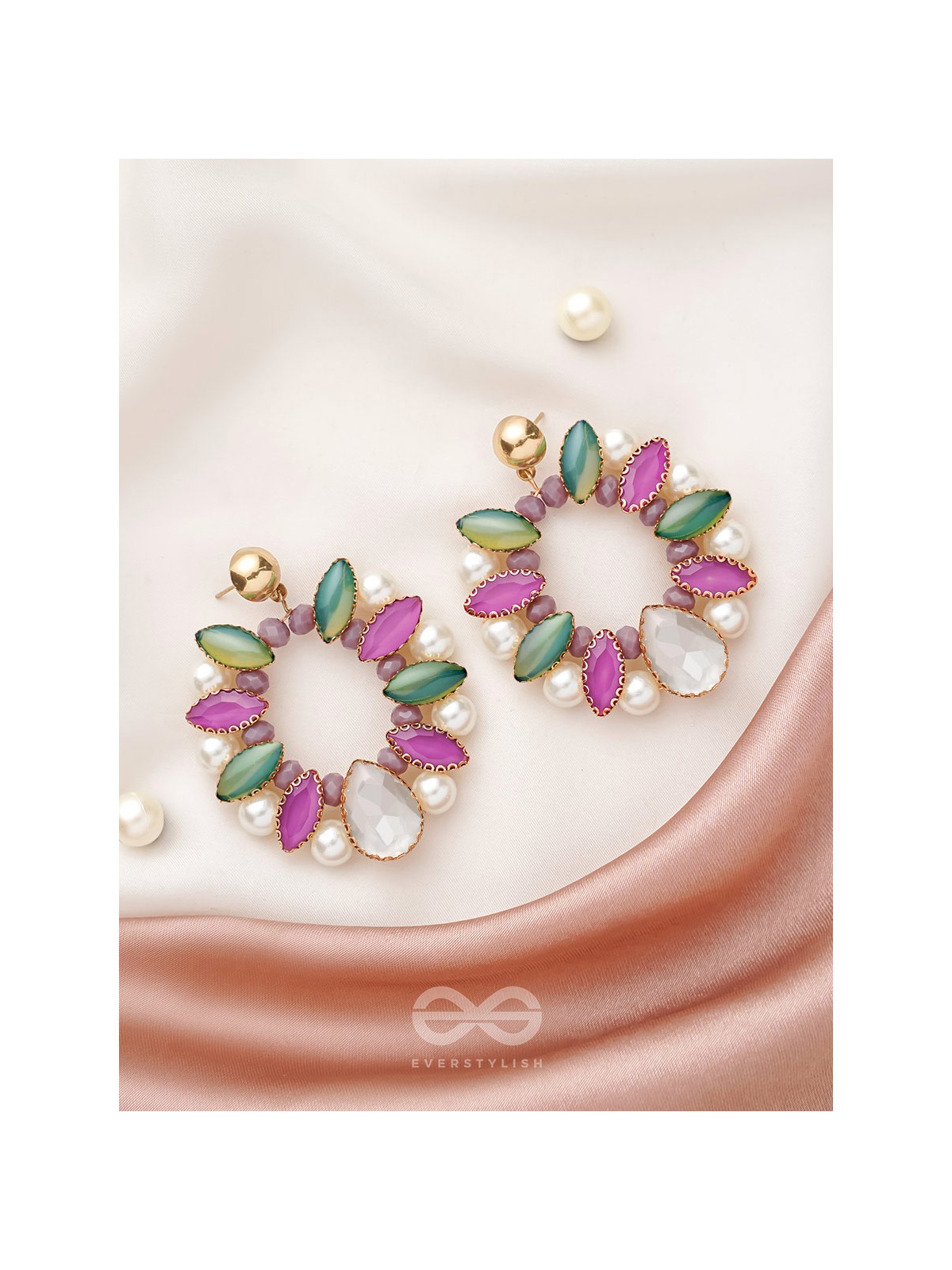 The Lilac Wreath- Golden Embellished Earrings