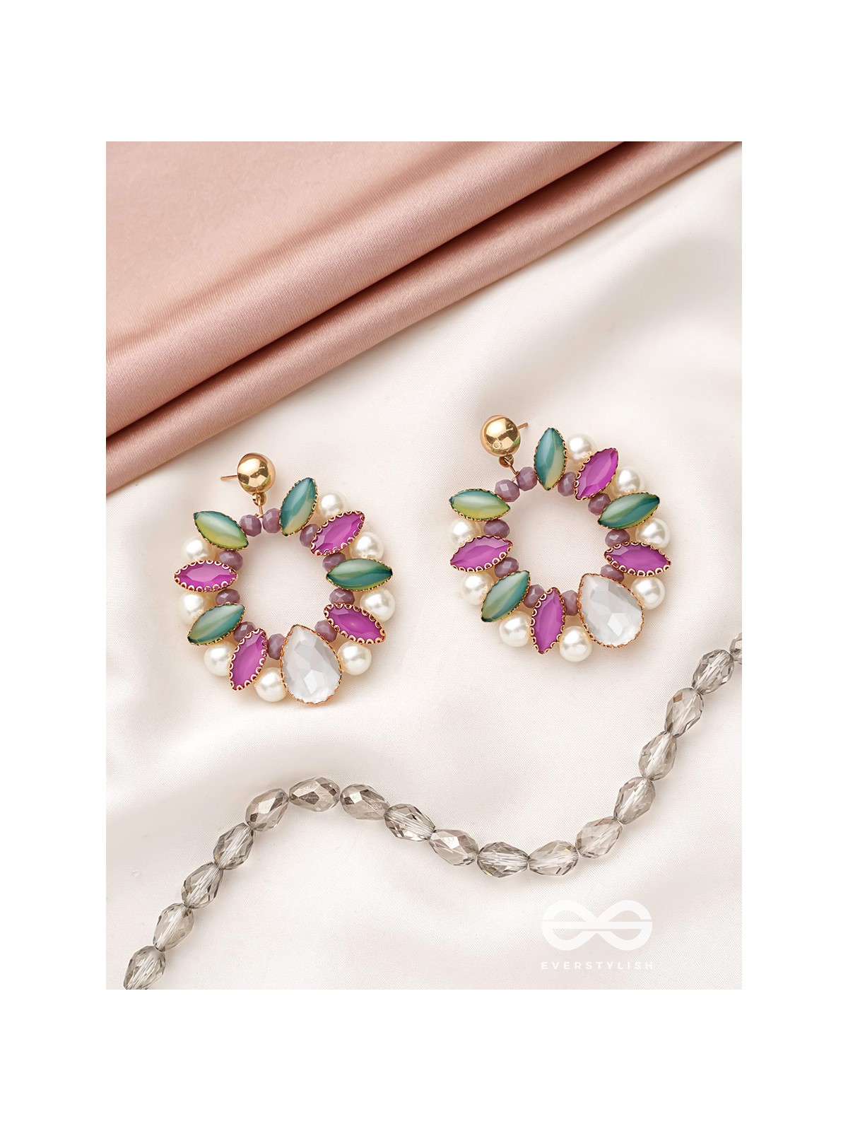 The Lilac Wreath- Golden Embellished Earrings