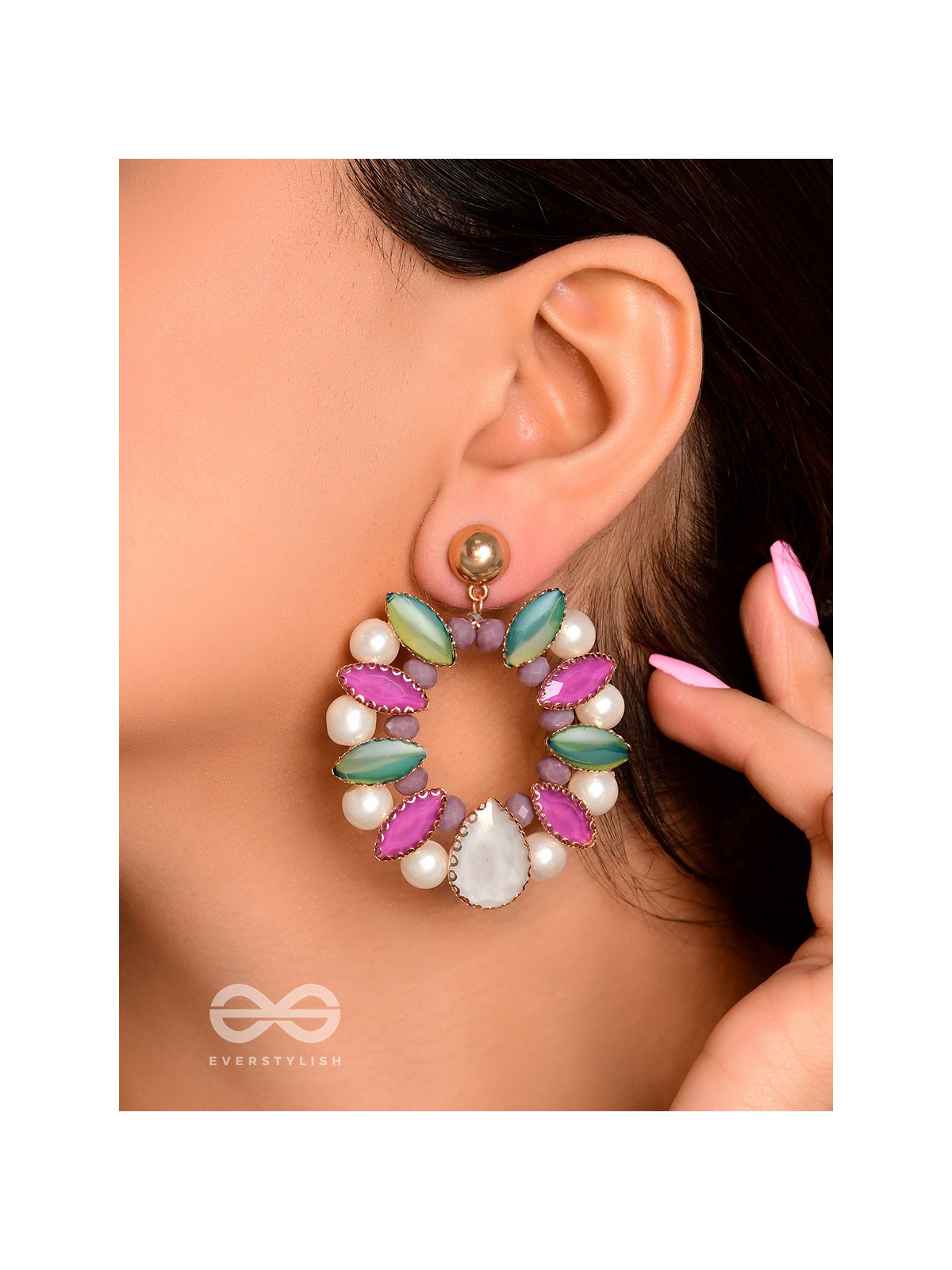 The Lilac Wreath- Golden Embellished Earrings