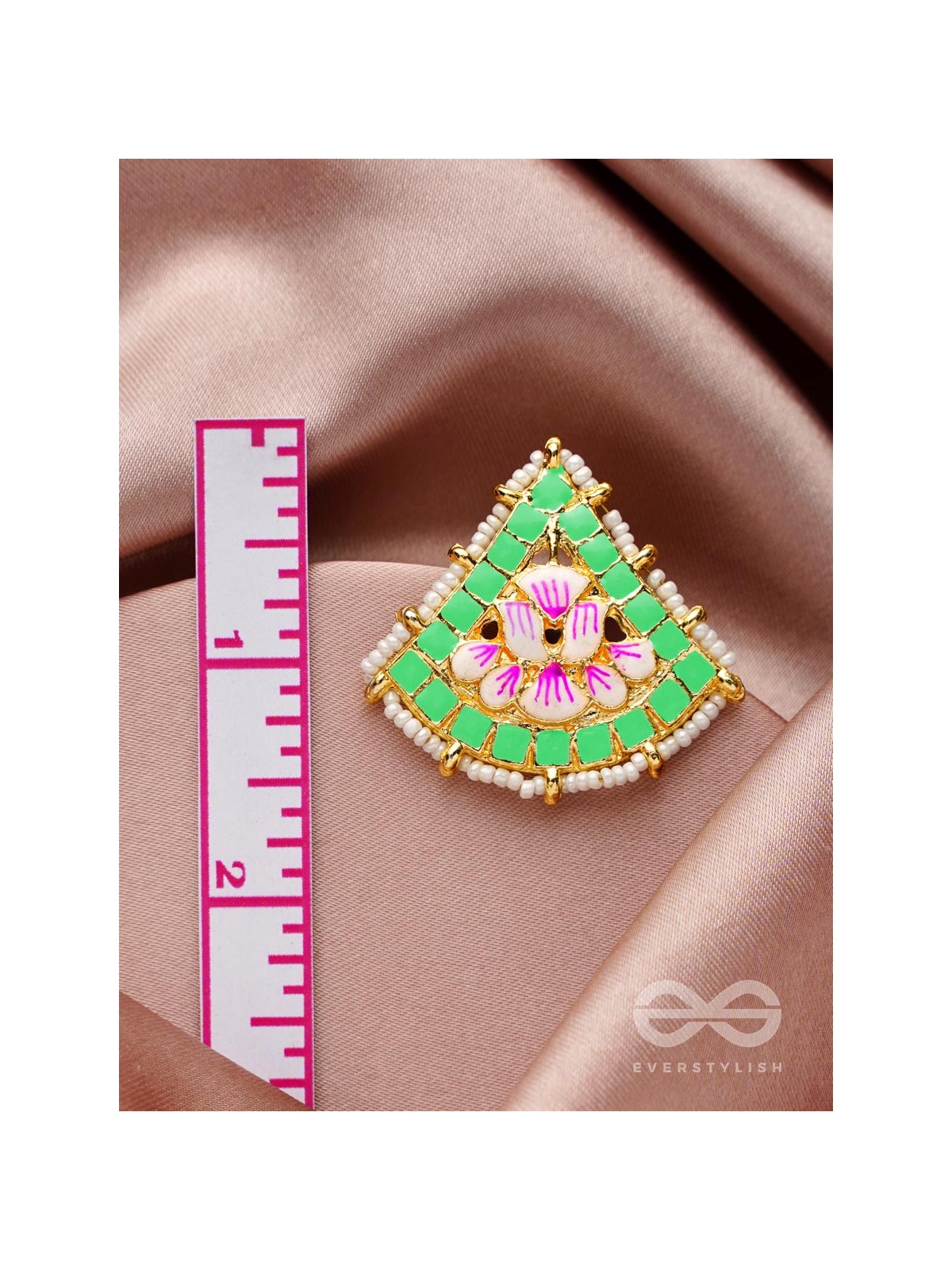 The Lotus Temple- Enamelled Statement Stud Earrings(Lime Green)