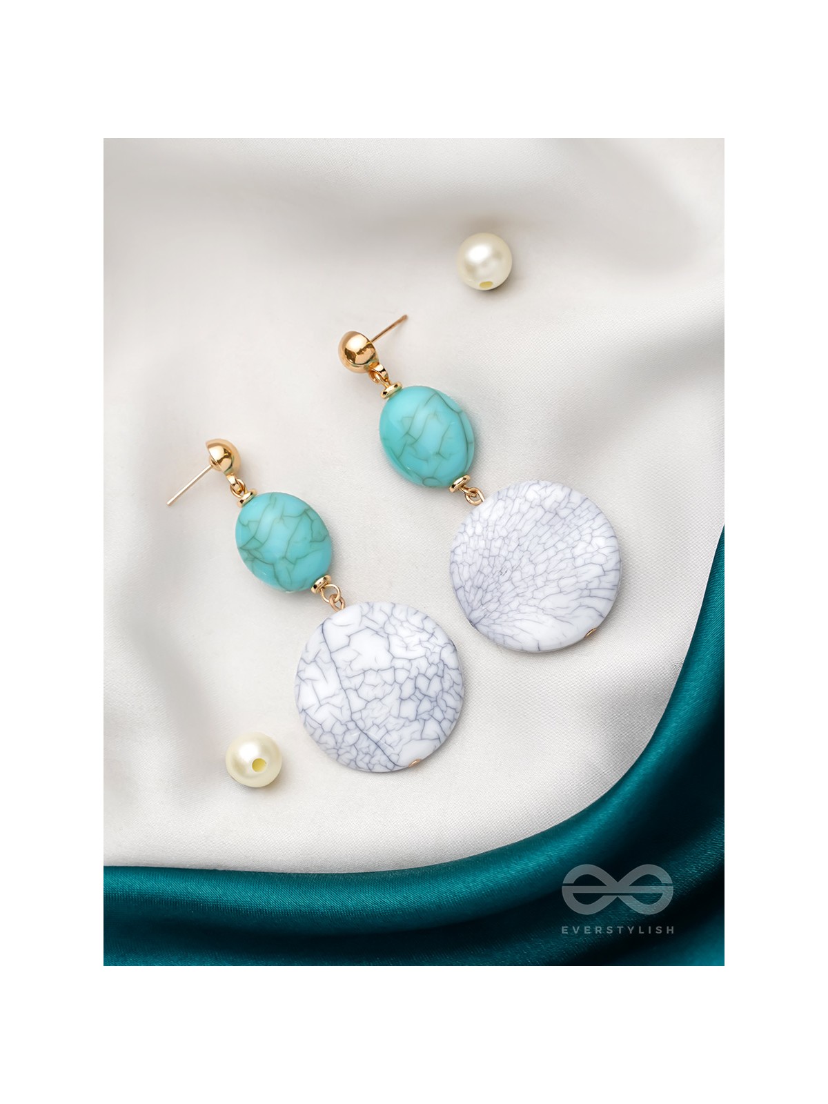 True Blue- Golden Embellished Earrings