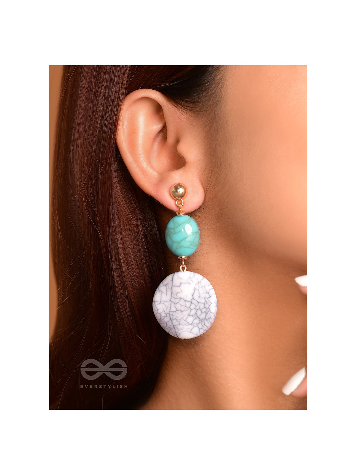 True Blue- Golden Embellished Earrings