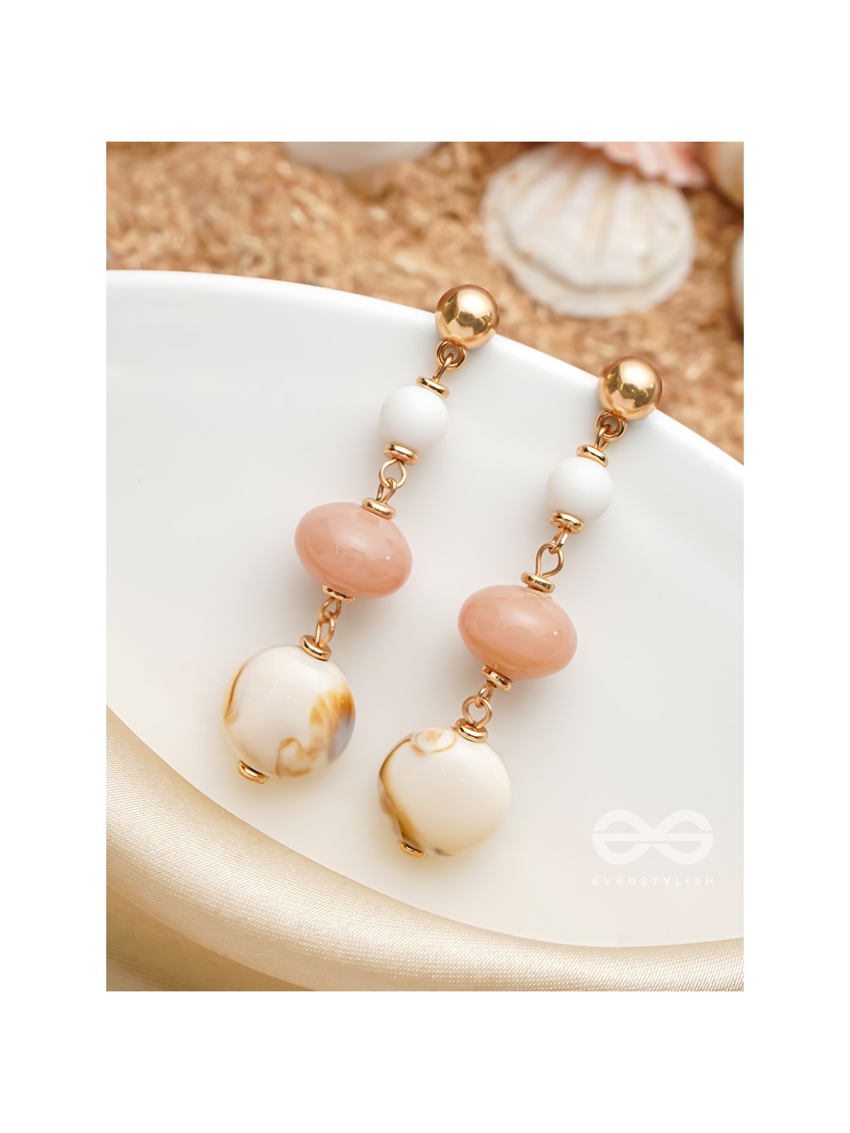 Shell n Core- Golden Embellished Earrings
