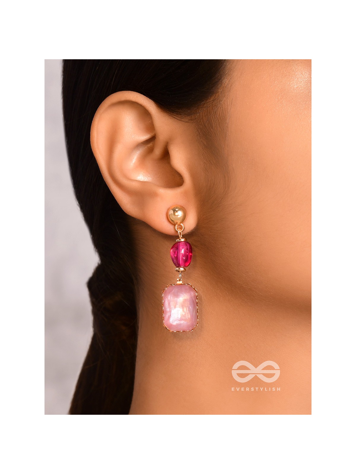 The Rose-Tinted Mirror- Golden Embellished Earrings