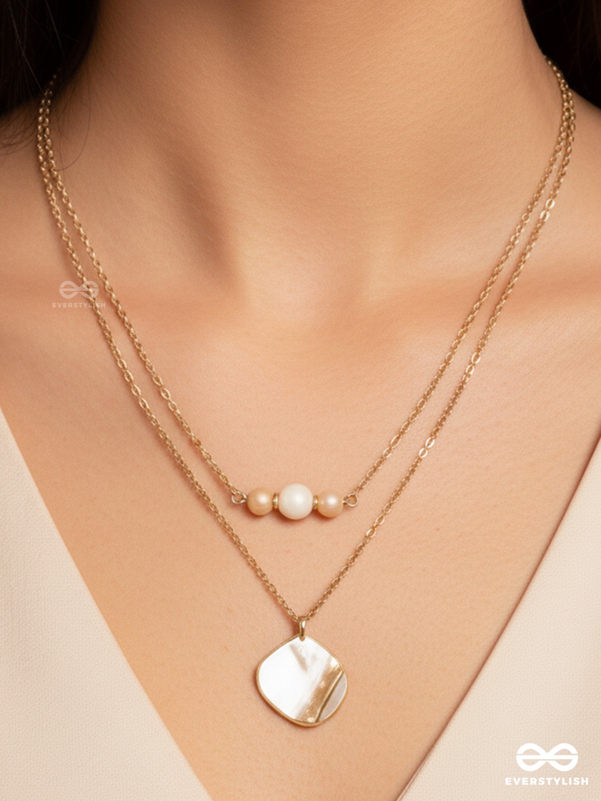 The Shellfish Wish- Golden Layered Necklace With Anti-Tarnish Coating