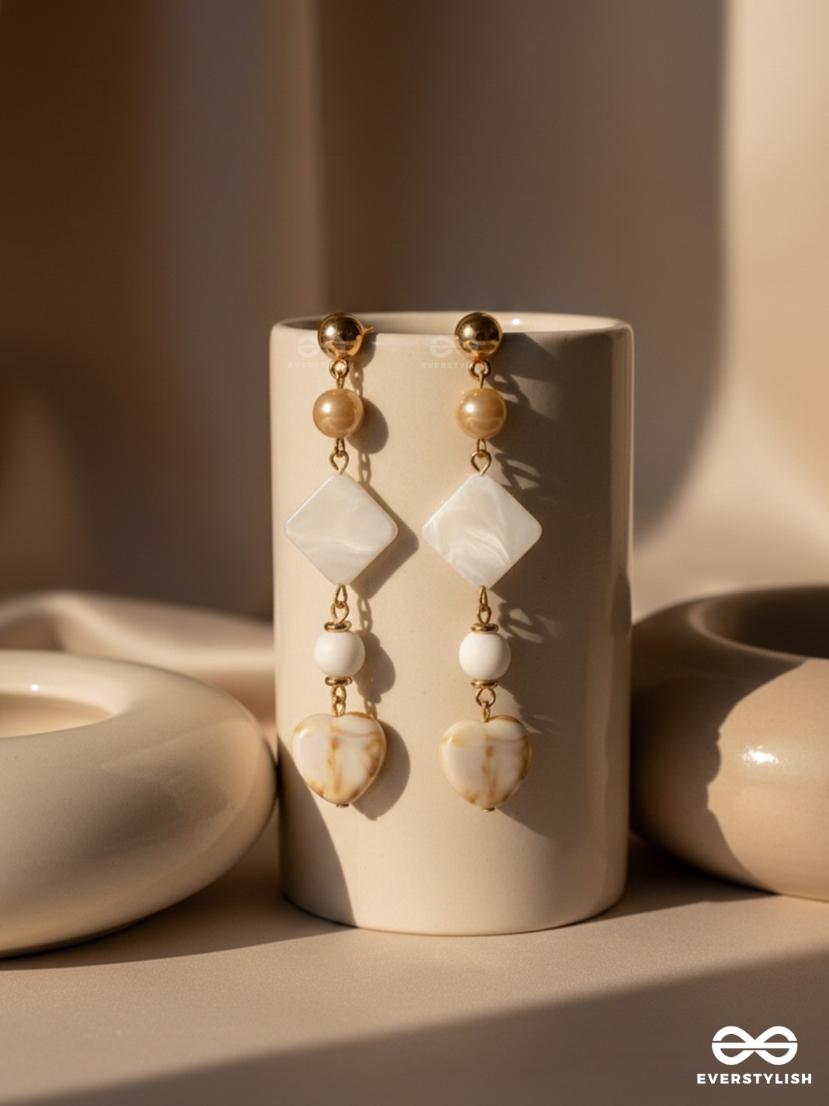 The Ocean Whisper- Golden Embellished Earrings