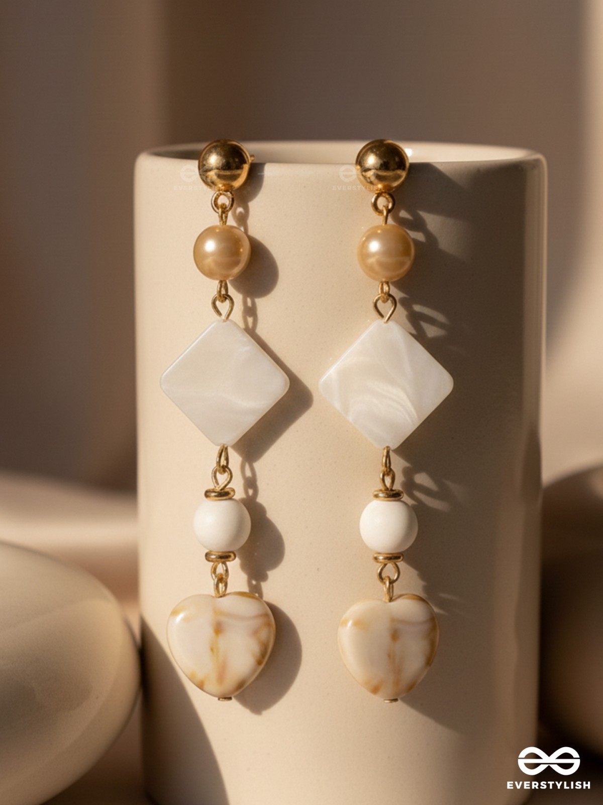 The Ocean Whisper- Golden Embellished Earrings