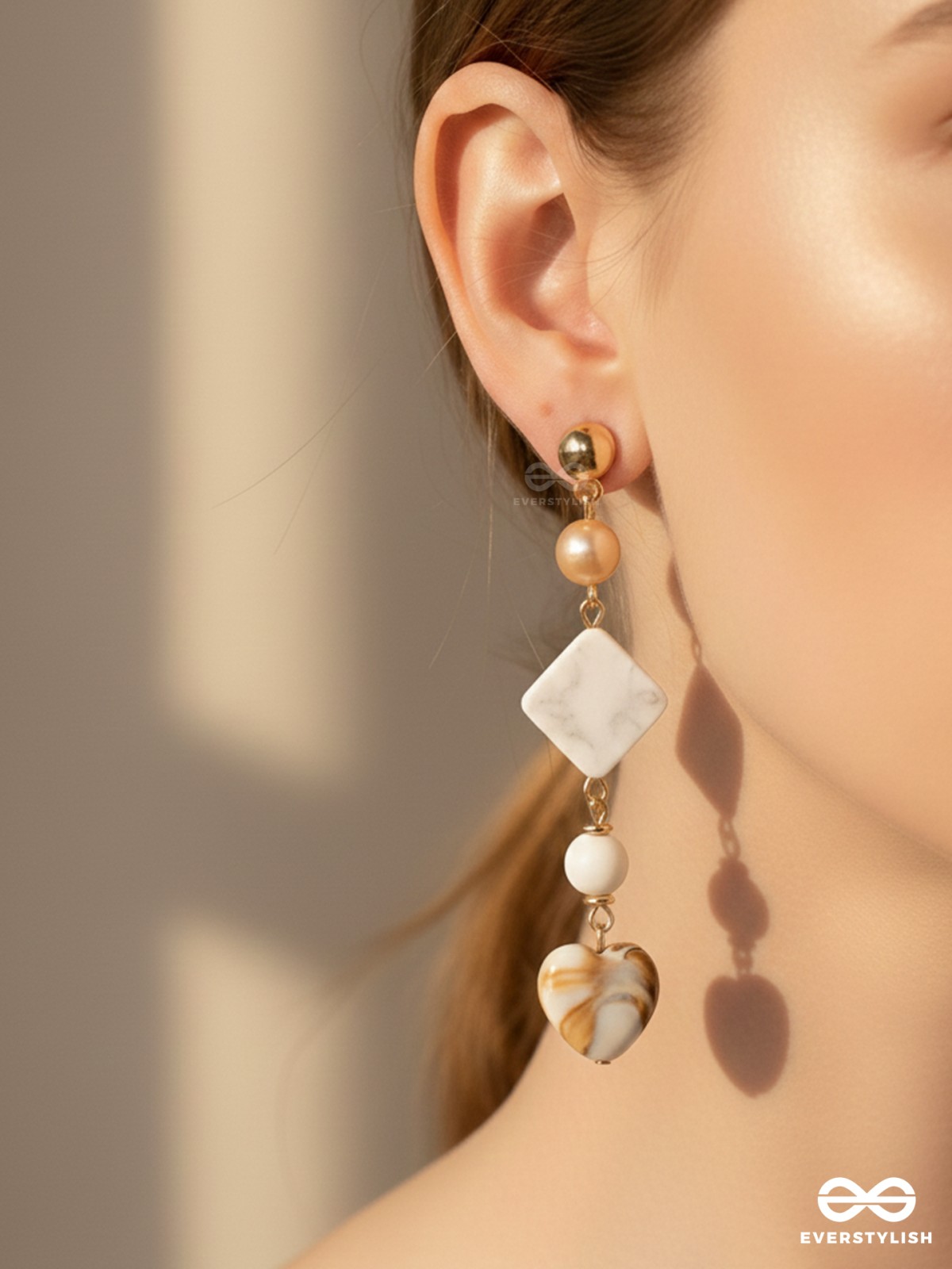 The Ocean Whisper- Golden Embellished Earrings