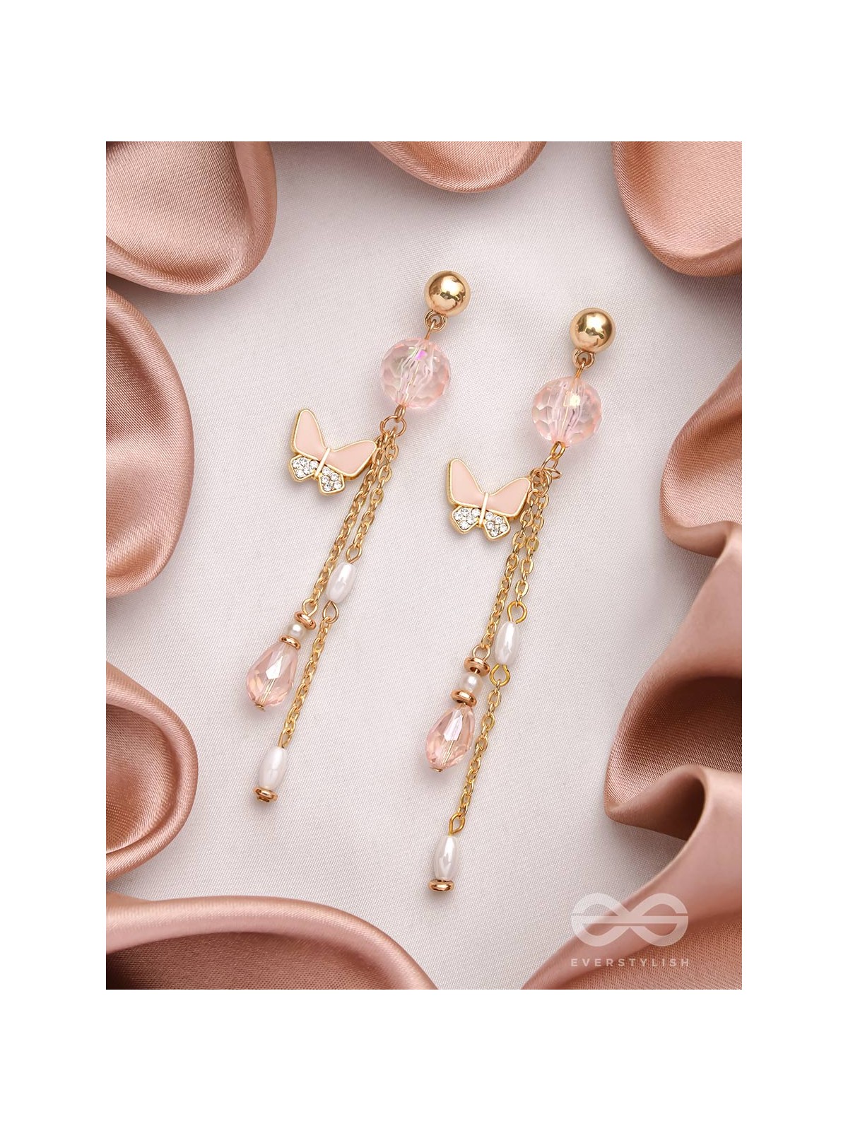 The Floating Butterfly- Golden Embellished Earrings