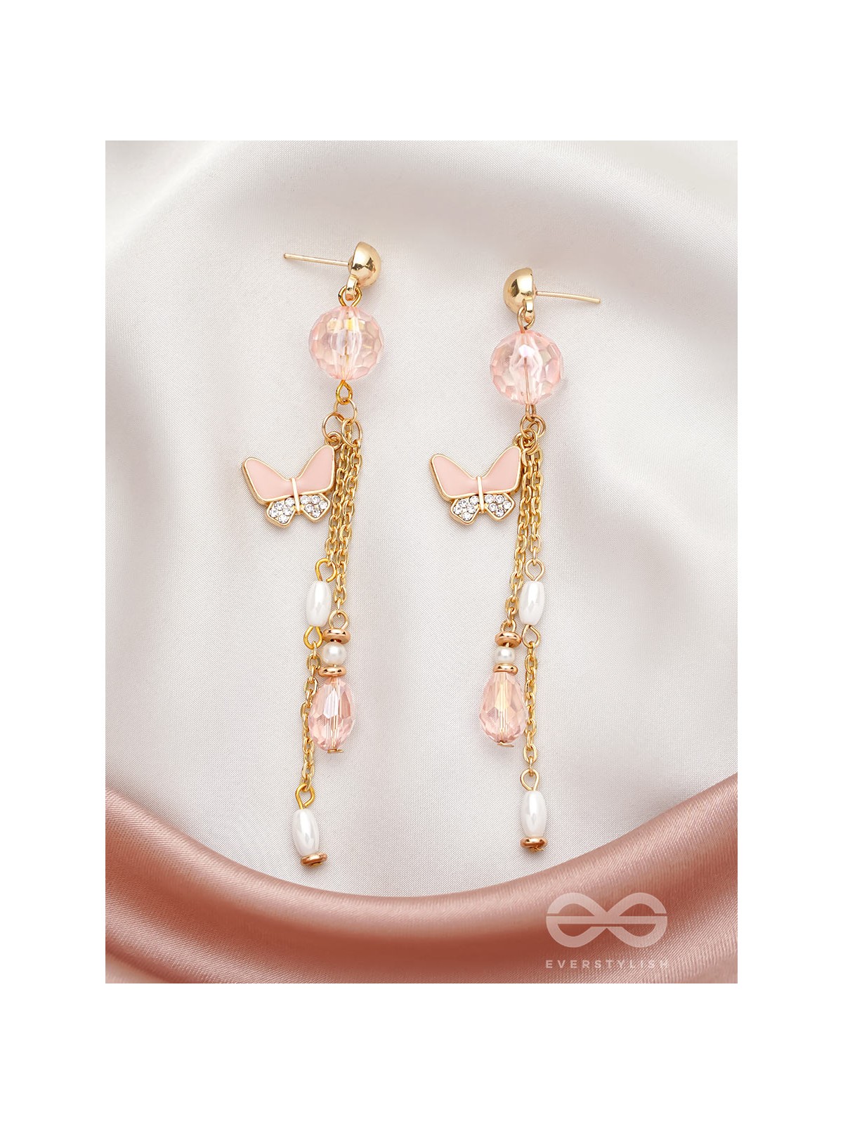 The Floating Butterfly- Golden Embellished Earrings