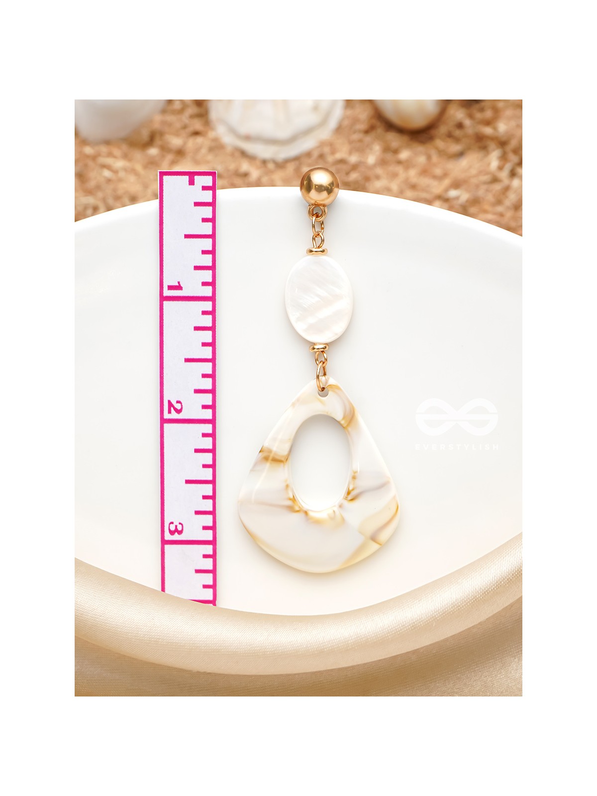 The Seashell Heart- Golden Embellished Earrings